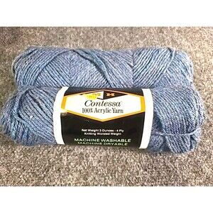 Vintage 1 NEW 1 Partial Contessa 100% Acrylic Yarn 2 SKEINS Denim Blue